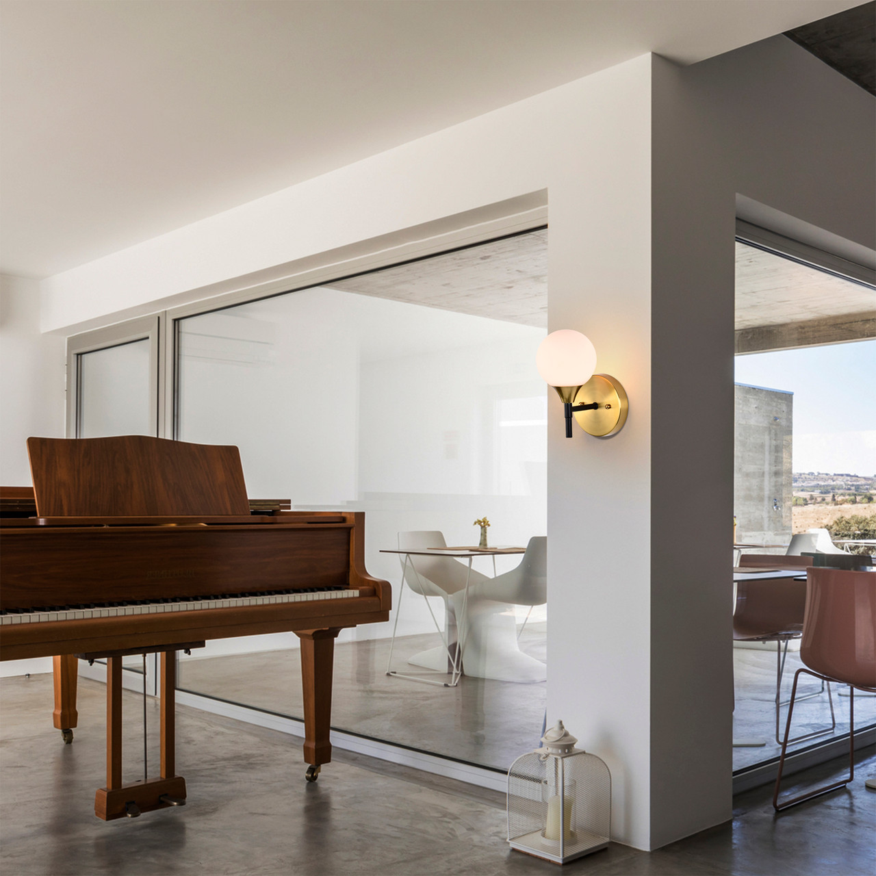 WAREHOUSE OF TIFFANY'S 3003/1W Solaya 7 in. 1-Light Indoor Matte Black and Brass Finish Wall Sconce with Light Kit