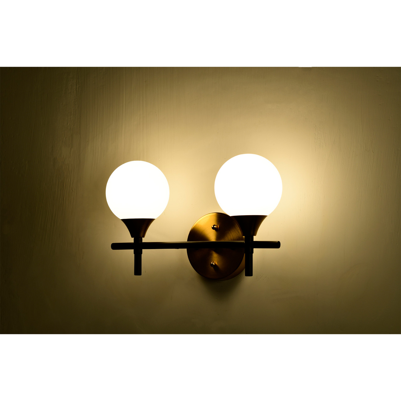 WAREHOUSE OF TIFFANY'S 3003/2W Trinity 14 in. 2-Light Indoor Matte Black and Brass Finish Wall Sconce with Light Kit