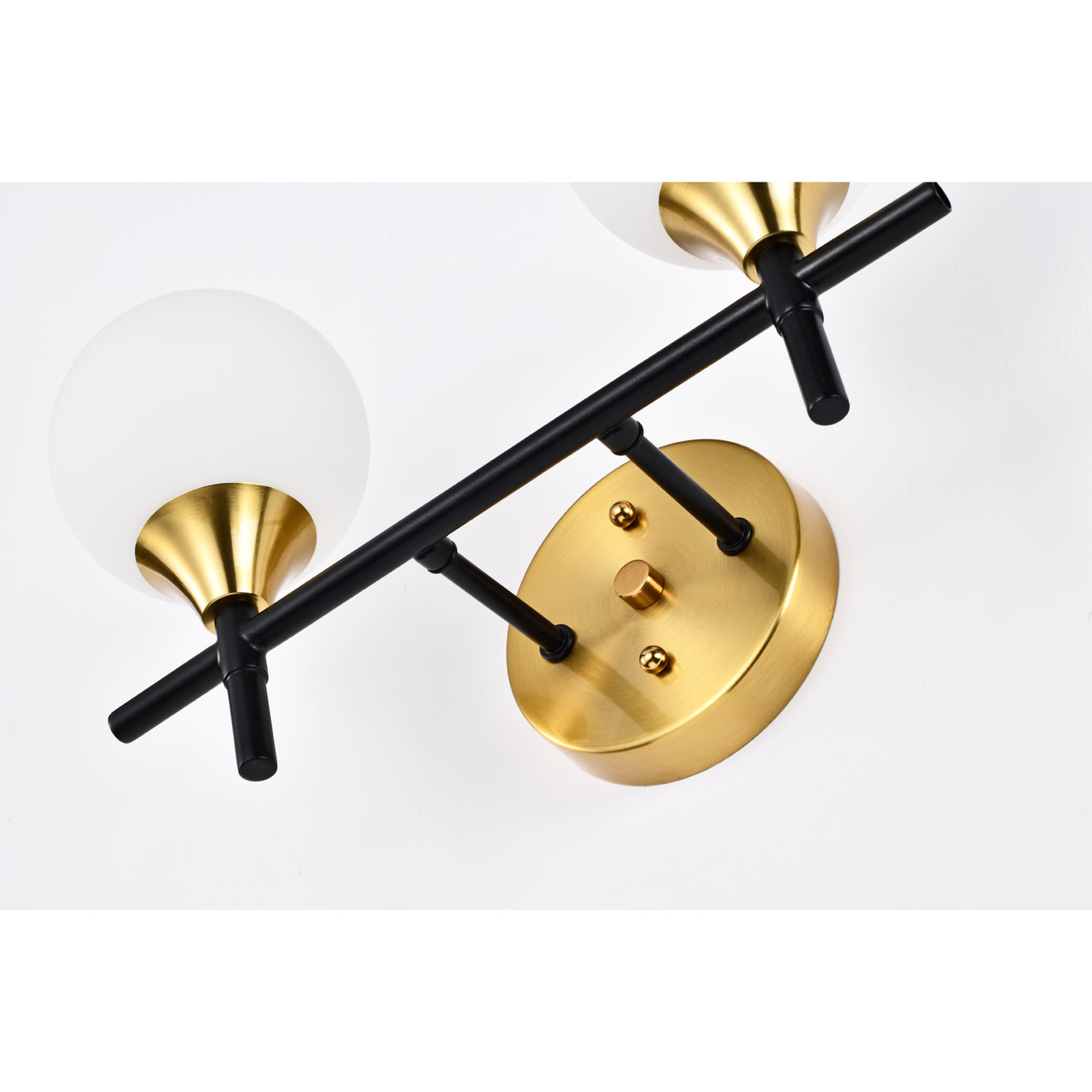 WAREHOUSE OF TIFFANY'S 3003/2W Trinity 14 in. 2-Light Indoor Matte Black and Brass Finish Wall Sconce with Light Kit