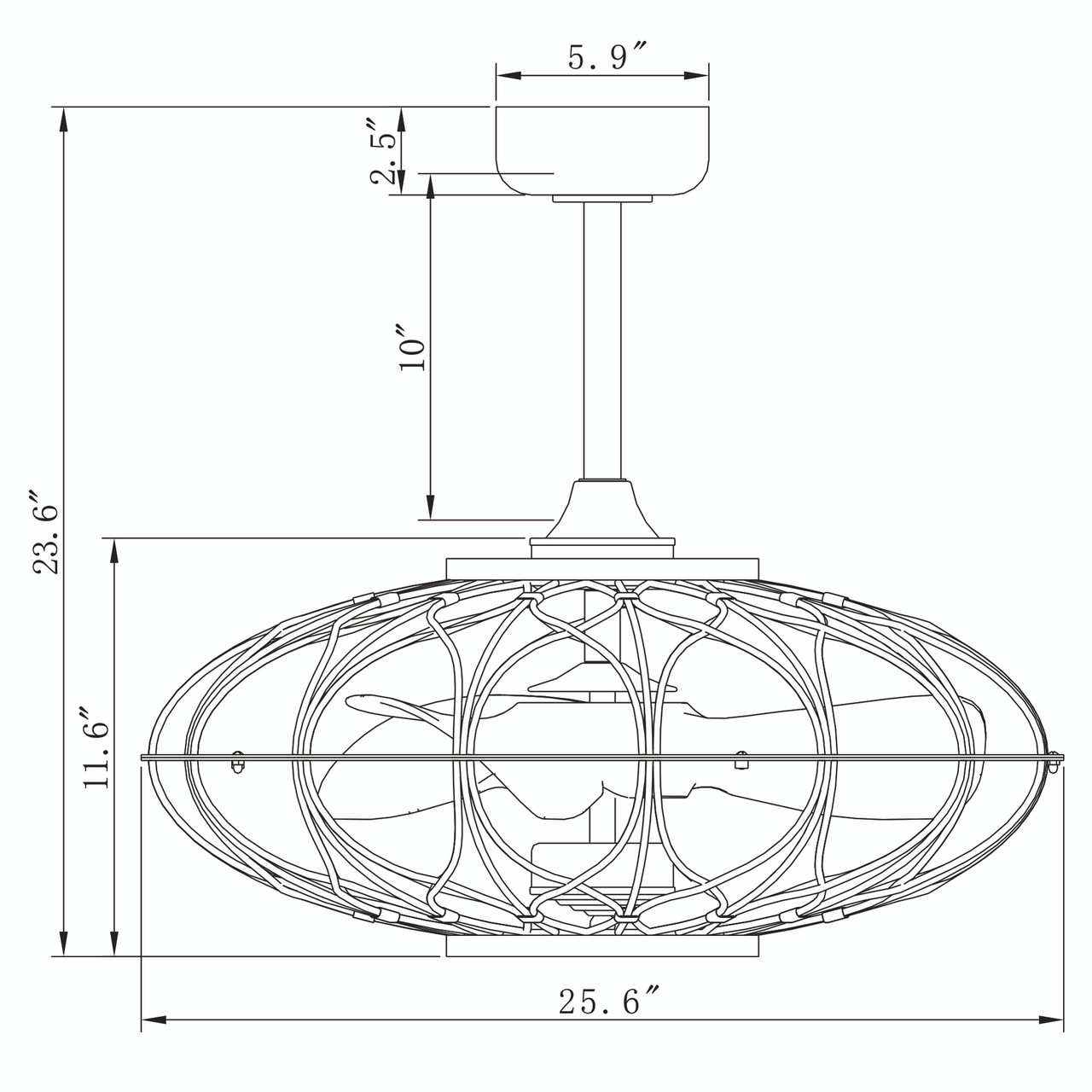 WAREHOUSE OF TIFFANY'S DY05Y05MB Melton 26 in. 5-Light Indoor Matte Black Finish Ceiling Fan with Light Kit
