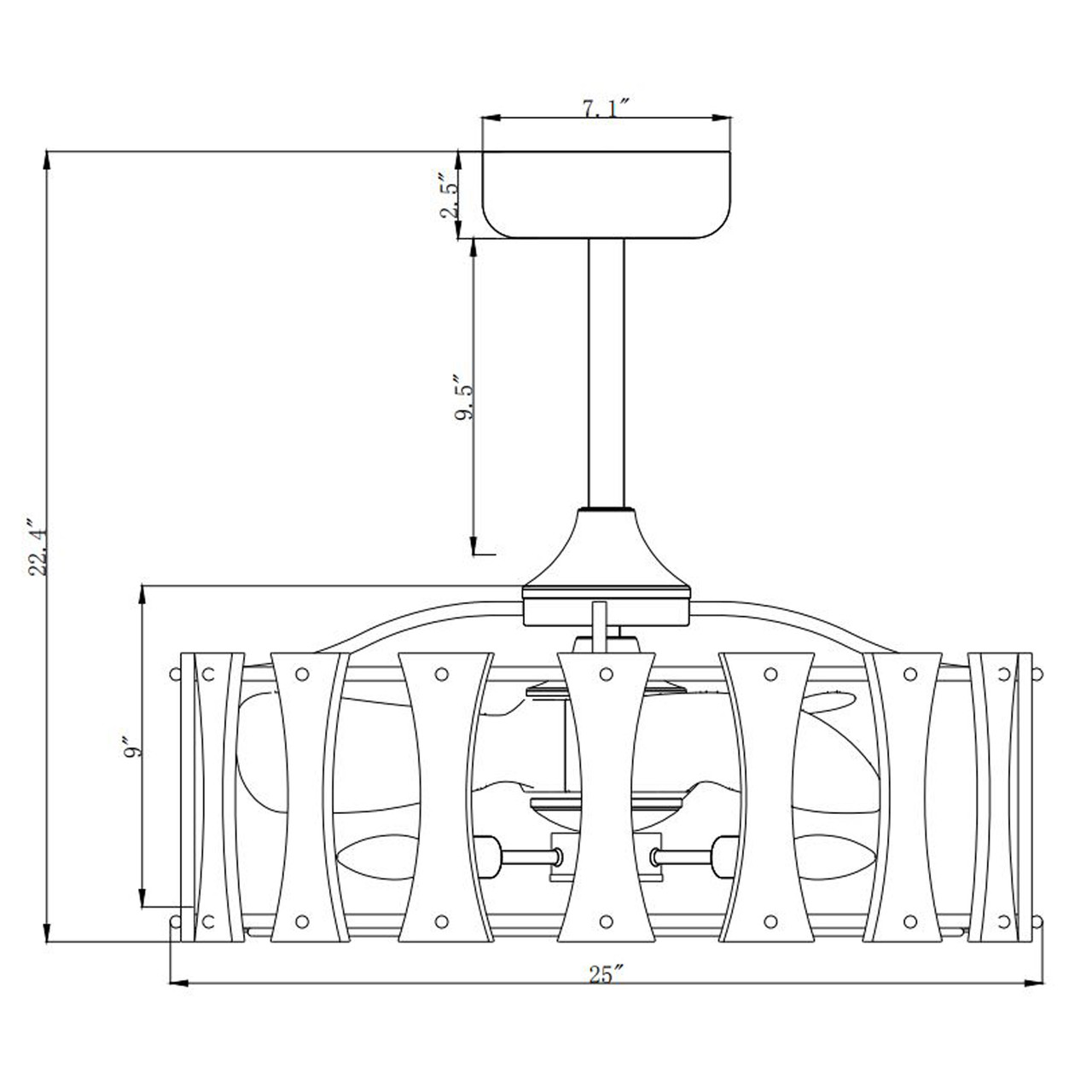 WAREHOUSE OF TIFFANY'S DL01P08BT Vinney 25 in. 6-Light Indoor Matte Black Finish Ceiling Fan with Light Kit