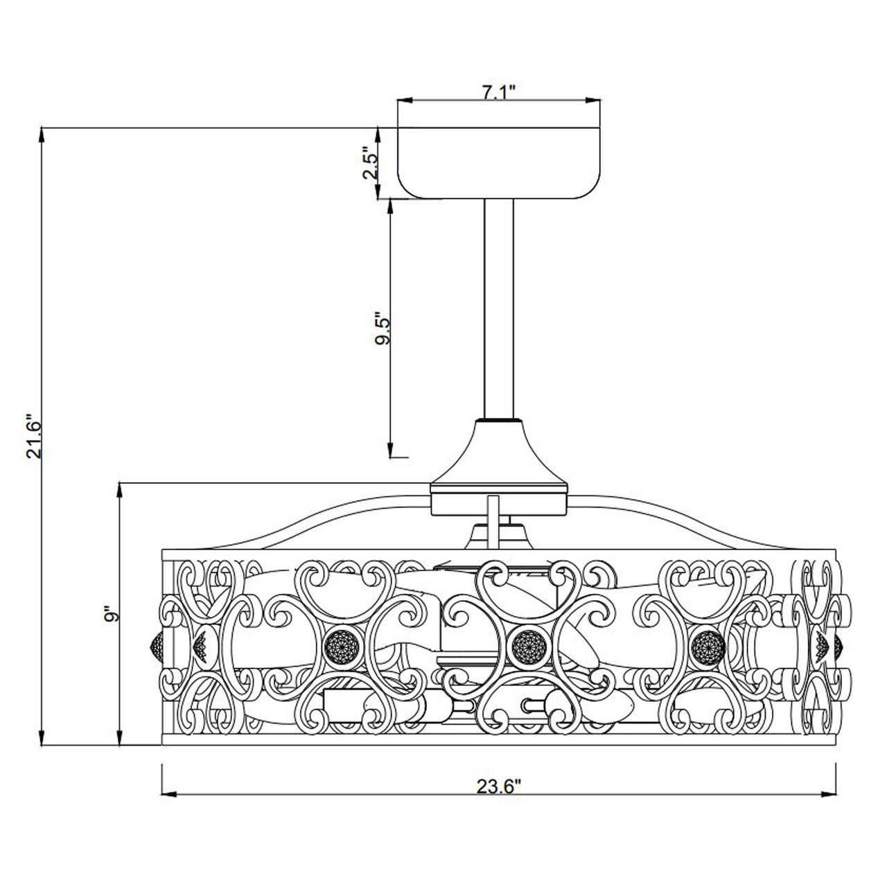 WAREHOUSE OF TIFFANY'S DL01P01CR Zuzen 23 in. 6-Light Indoor Chrome Finish Ceiling Fan with Light Kit
