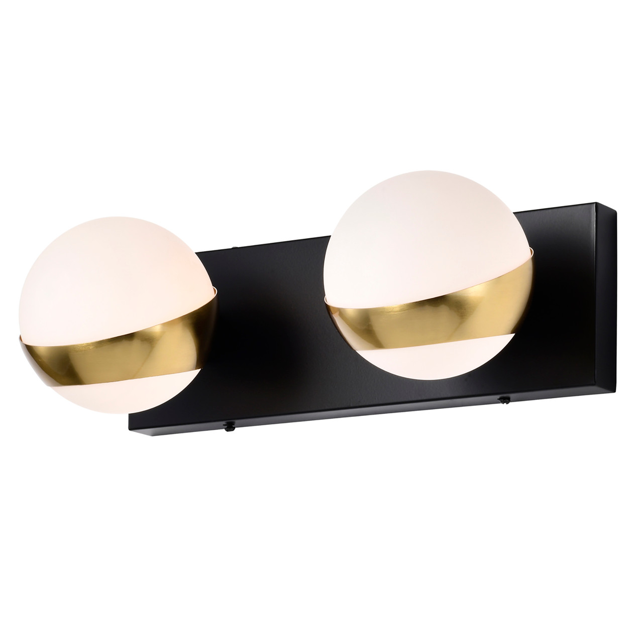 WAREHOUSE OF TIFFANY'S 3008/2WA Duo 14 in. 2-Light Indoor Matte Black and Matte Gold Finish Wall Sconce with Light Kit