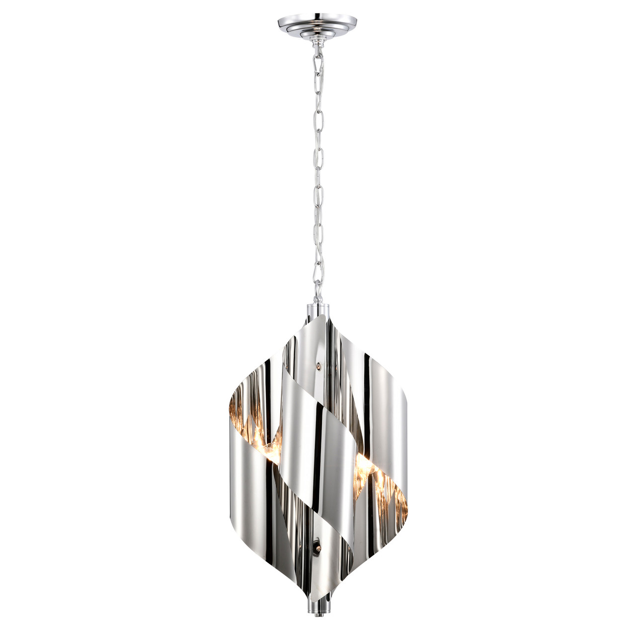 WAREHOUSE OF TIFFANY MD96/4CH Ruzha 12 in. 4-Light Indoor Chrome and Silver Finish Pendant Light with Light Kit