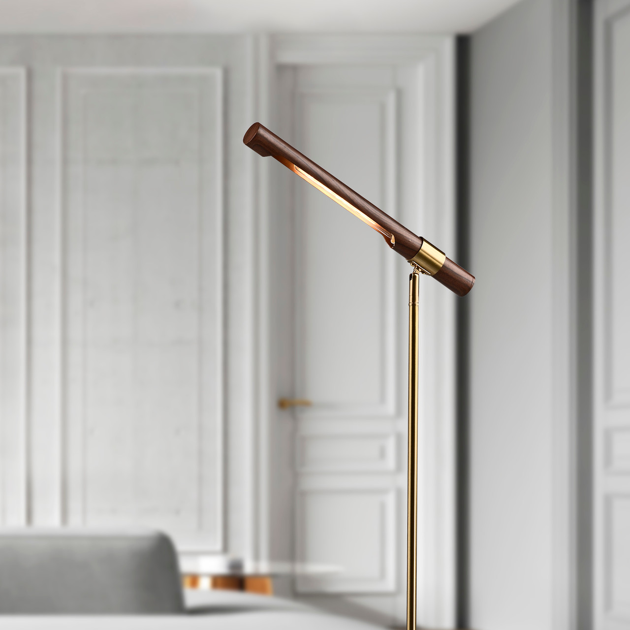 WAREHOUSE OF TIFFANY MF122/1BS Vesna 17 in. 1-Light Indoor Brass and Faux Wood Grain Finish Floor Lamp with Light Kit