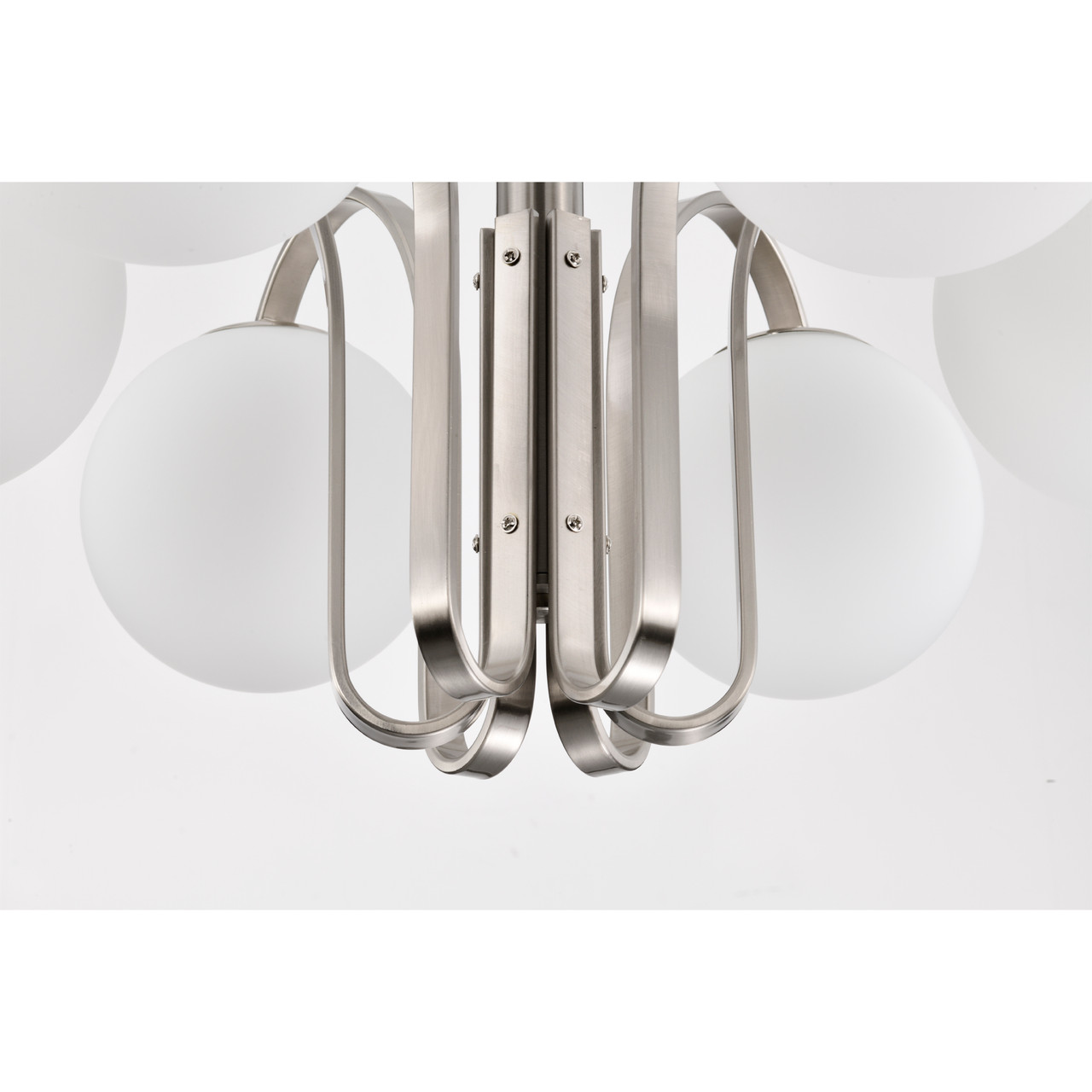 WAREHOUSE OF TIFFANY MD112/6NI Aran 28 in. 6-Light Indoor Polished Silver Finish Chandelier with Light Kit