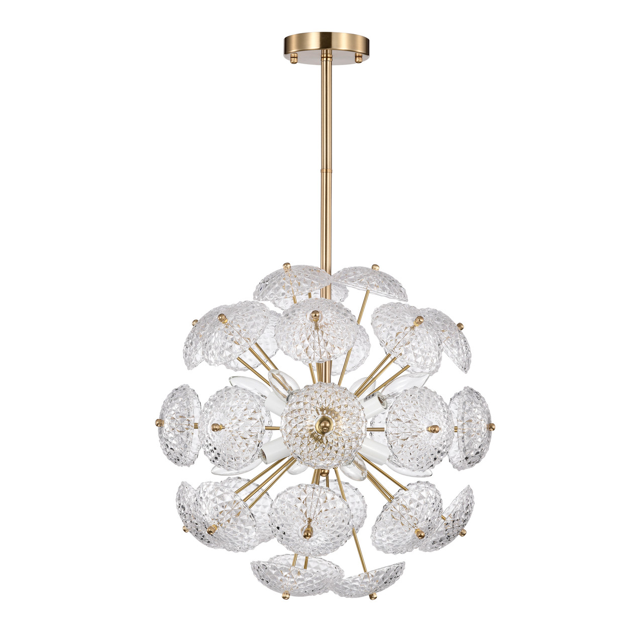 WAREHOUSE OF TIFFANY'S MD127/8BS Nafli 18 in. 8-Light Indoor Satin Gold Finish Chandelier with Light Kit