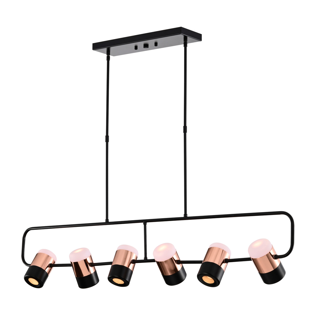 WAREHOUSE OF TIFFANY'S MD123/6MB Witny 47 in. 6-Light Indoor Matte Black and Rose Gold Finish Chandelier with Light Kit