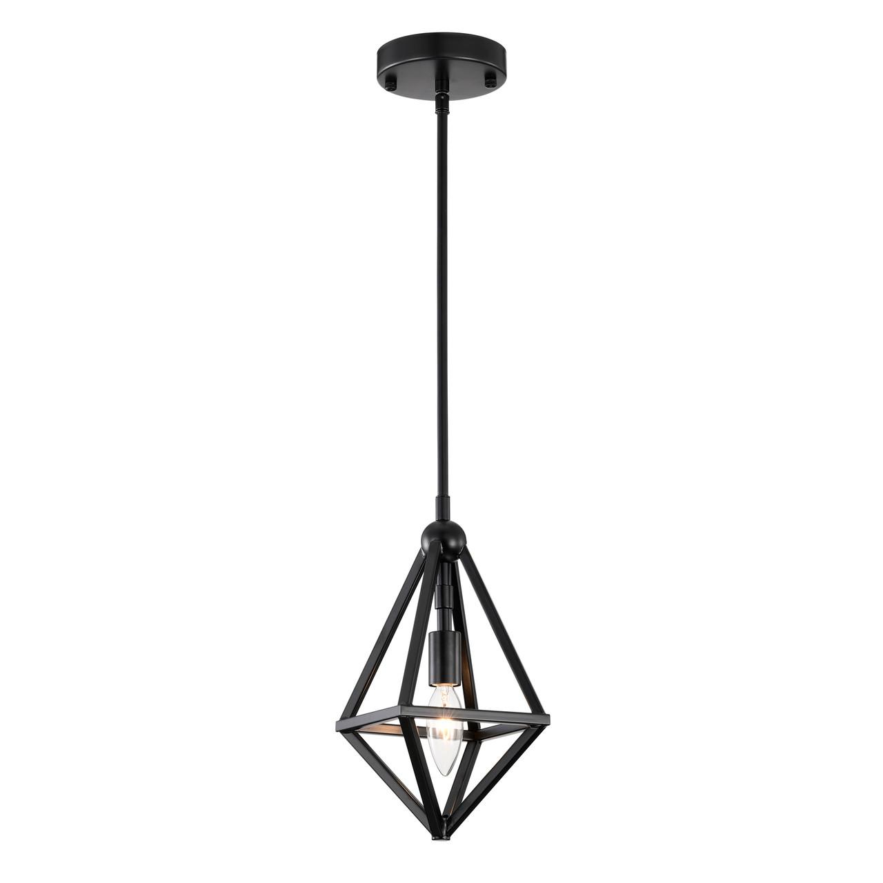 WAREHOUSE OF TIFFANY'S MD139/1MB Tomo 8 in. 1-Light Indoor Matte Black Finish Pendant Light with Light Kit