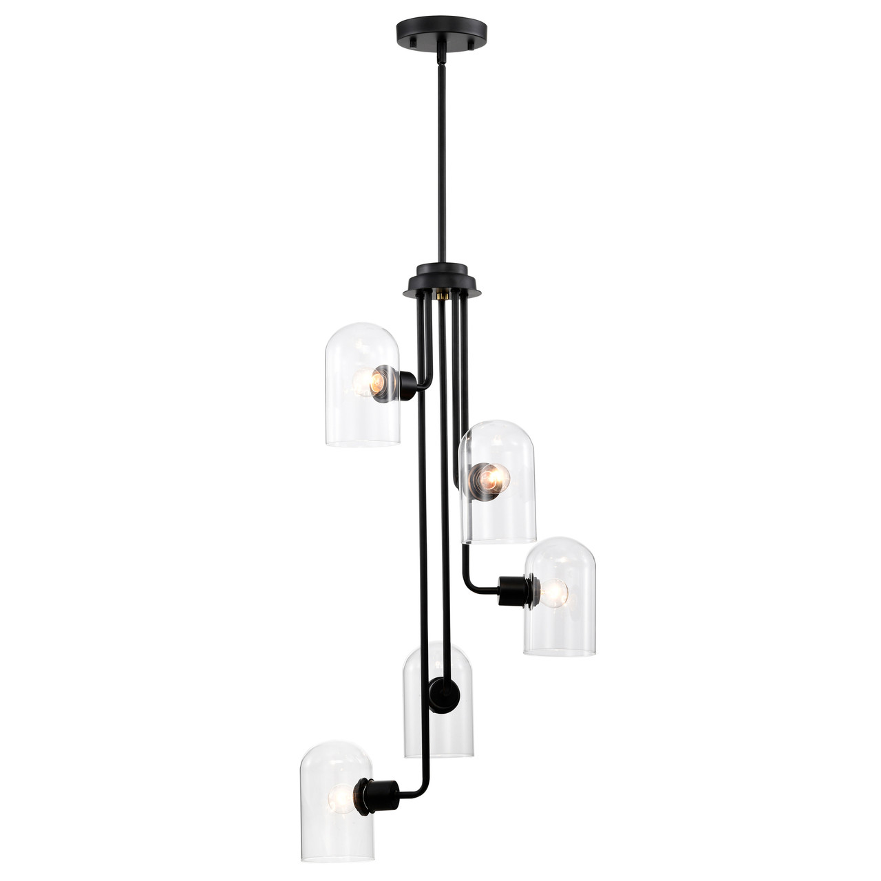 WAREHOUSE OF TIFFANY'S FD10047/5MB Alana 18.9 in. 5-Light Indoor Matte Black and Brass Finish Chandelier with Light Kit