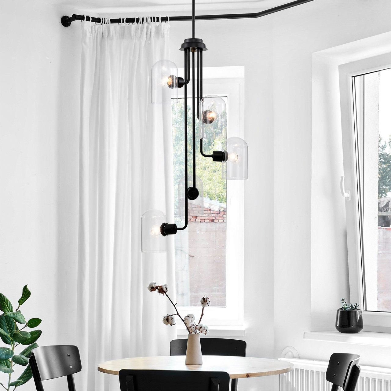 WAREHOUSE OF TIFFANY'S FD10047/5MB Alana 18.9 in. 5-Light Indoor Matte Black and Brass Finish Chandelier with Light Kit