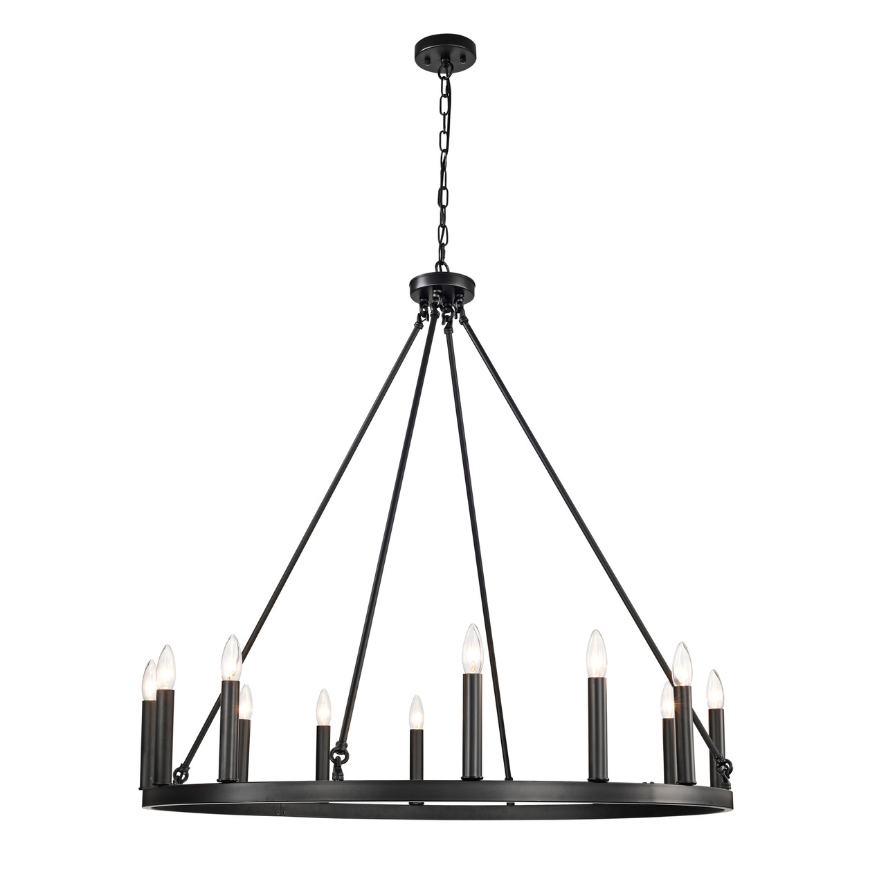 WAREHOUSE OF TIFFANY'S GD01-26MB Bride 40 in. 12-Light Indoor Matte Black Finish Chandelier with Light Kit