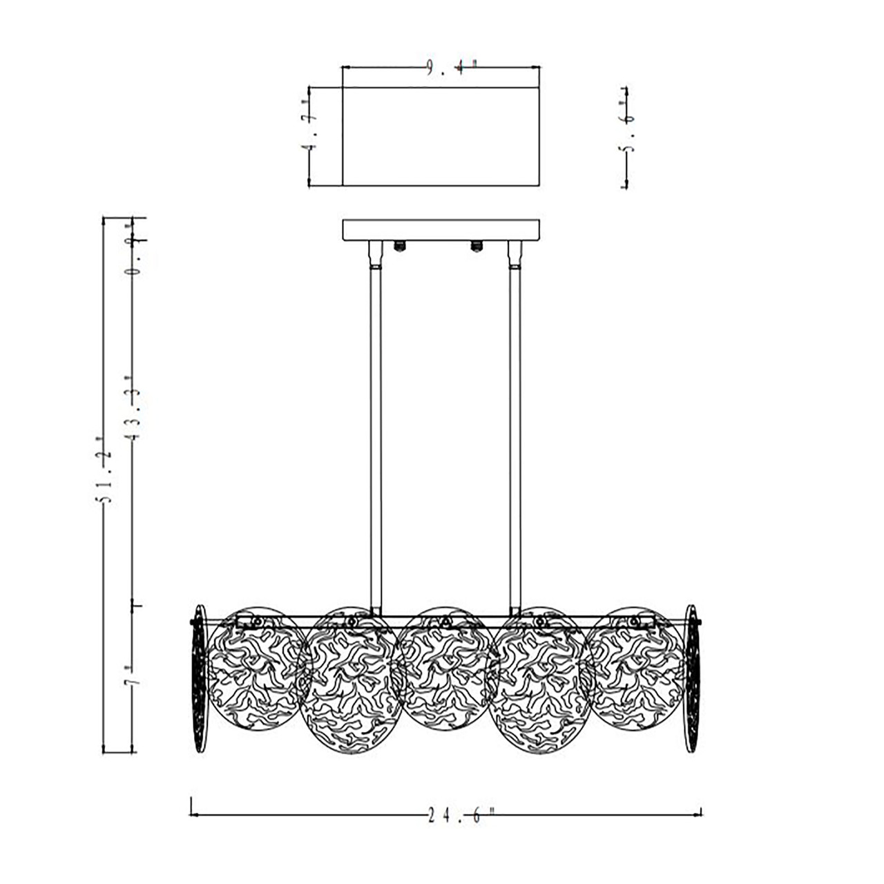 WAREHOUSE OF TIFFANY'S GD01-35MG Gavin 24.6 in. 5-Light Indoor Gold Finish Chandelier with Light Kit