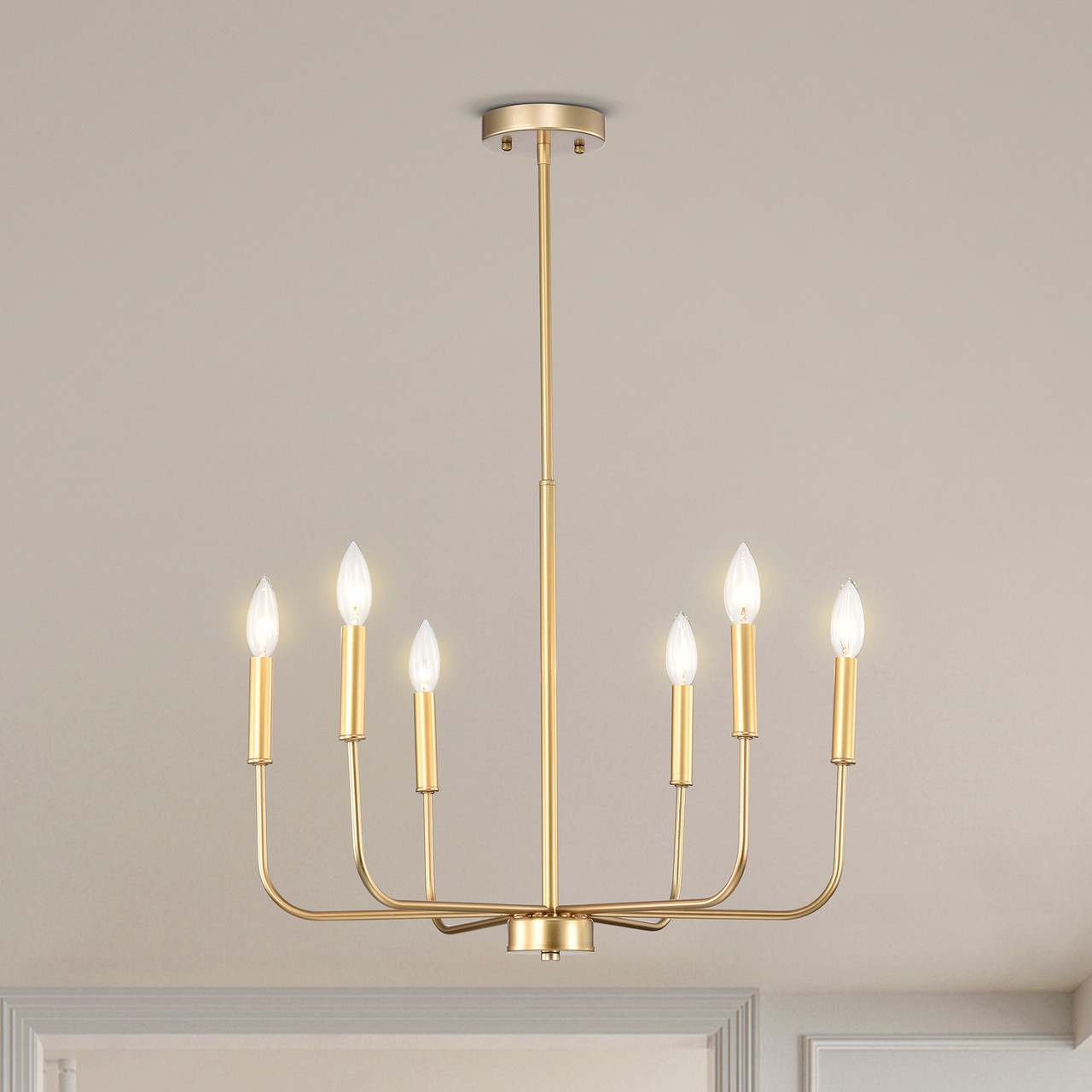 WAREHOUSE OF TIFFANY'S GD01-39MG Triona 22.1 in. 6-Light Indoor Matte Gold Finish Chandelier with Light Kit