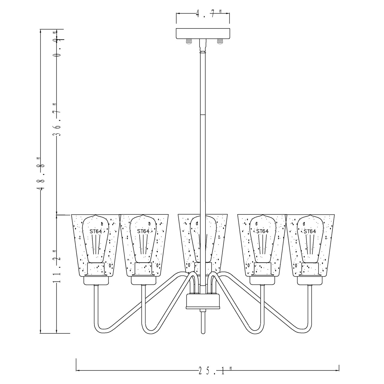 WAREHOUSE OF TIFFANY'S GD01-44BB Kendrey 25.1 in. 5-Light Indoor Matte black and Brass Finish Chandelier with Light Kit