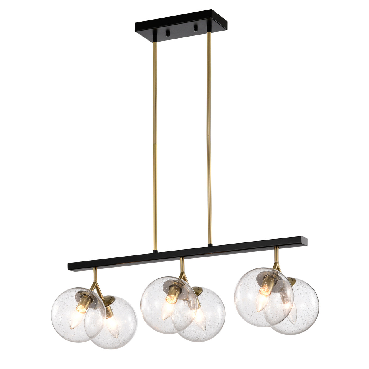 WAREHOUSE OF TIFFANY'S GD01-50BB Maxwell 28.3 in. 6-Light Indoor Matte Black and Brass Finish Chandelier with Light Kit