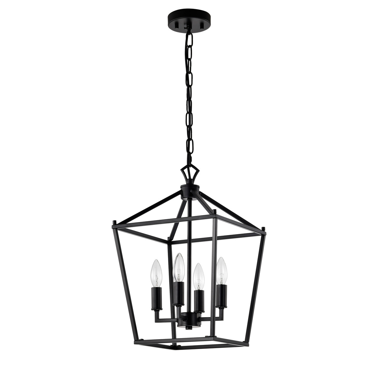 WAREHOUSE OF TIFFANY'S MDG40600B/4BK Buelex 12 in. 4-Light Indoor Matte Black Finish Chandelier with Light Kit