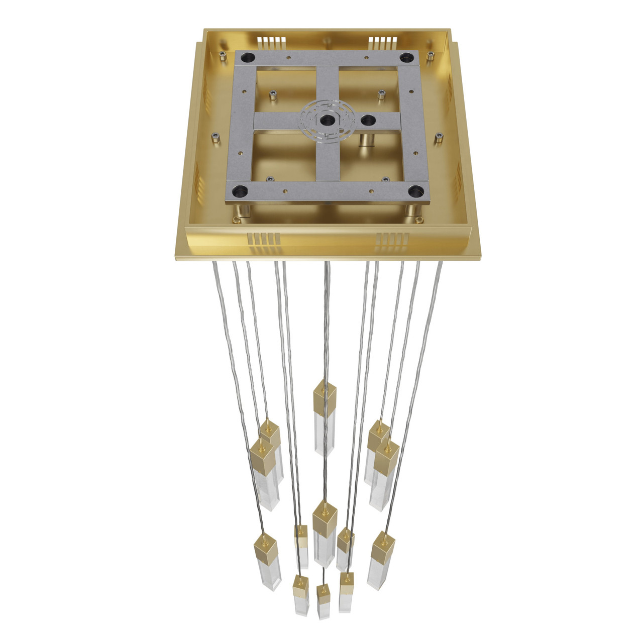 AVENUE LIGHTING HF1905-13-GL-BB-SNW 13-Light FLUSH MOUNT PENDANTS, BRUSHED BRASS