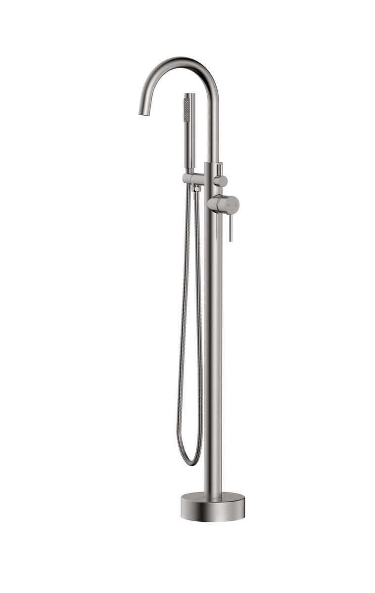 ELEGANT KITCHEN AND BATH FAT-8001BNK Steven Floor Mounted Roman Tub Faucet with Handshower in Brushed Nickel