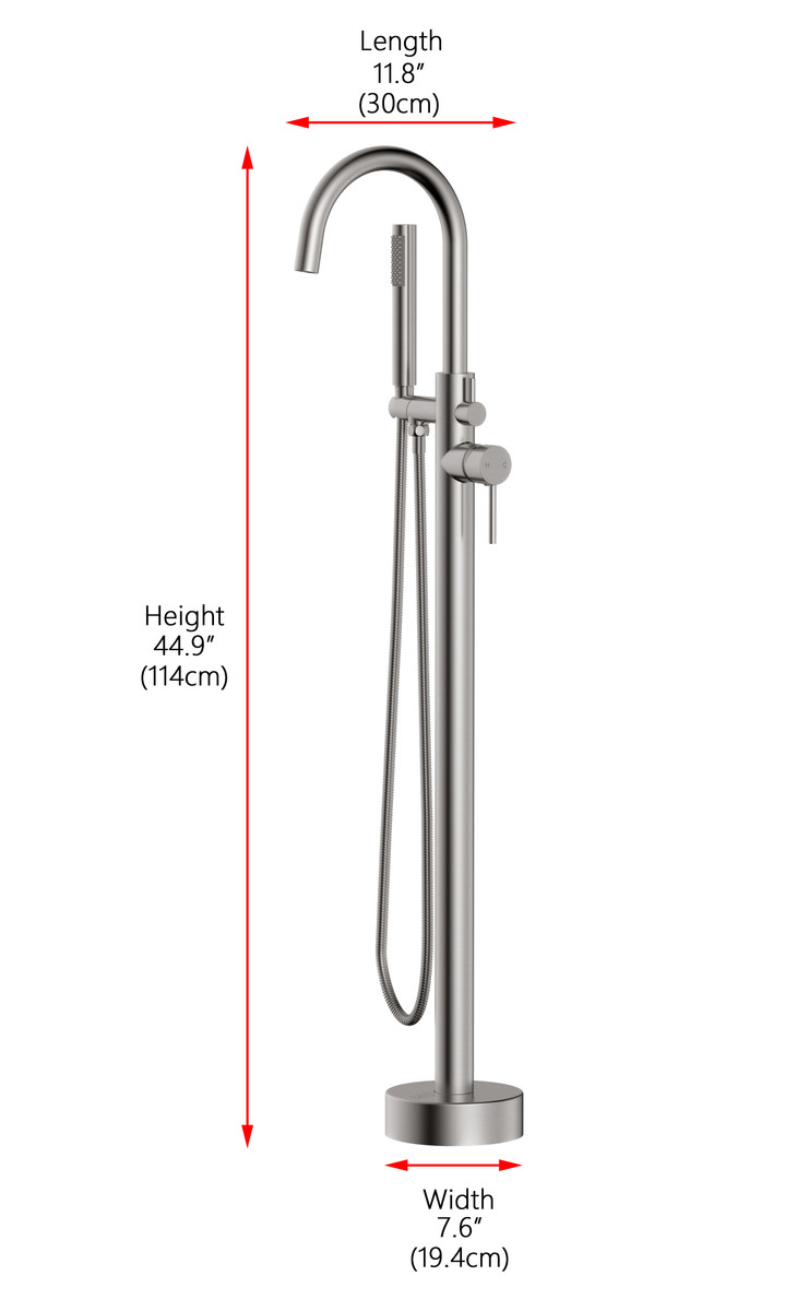 ELEGANT KITCHEN AND BATH FAT-8001BNK Steven Floor Mounted Roman Tub Faucet with Handshower in Brushed Nickel