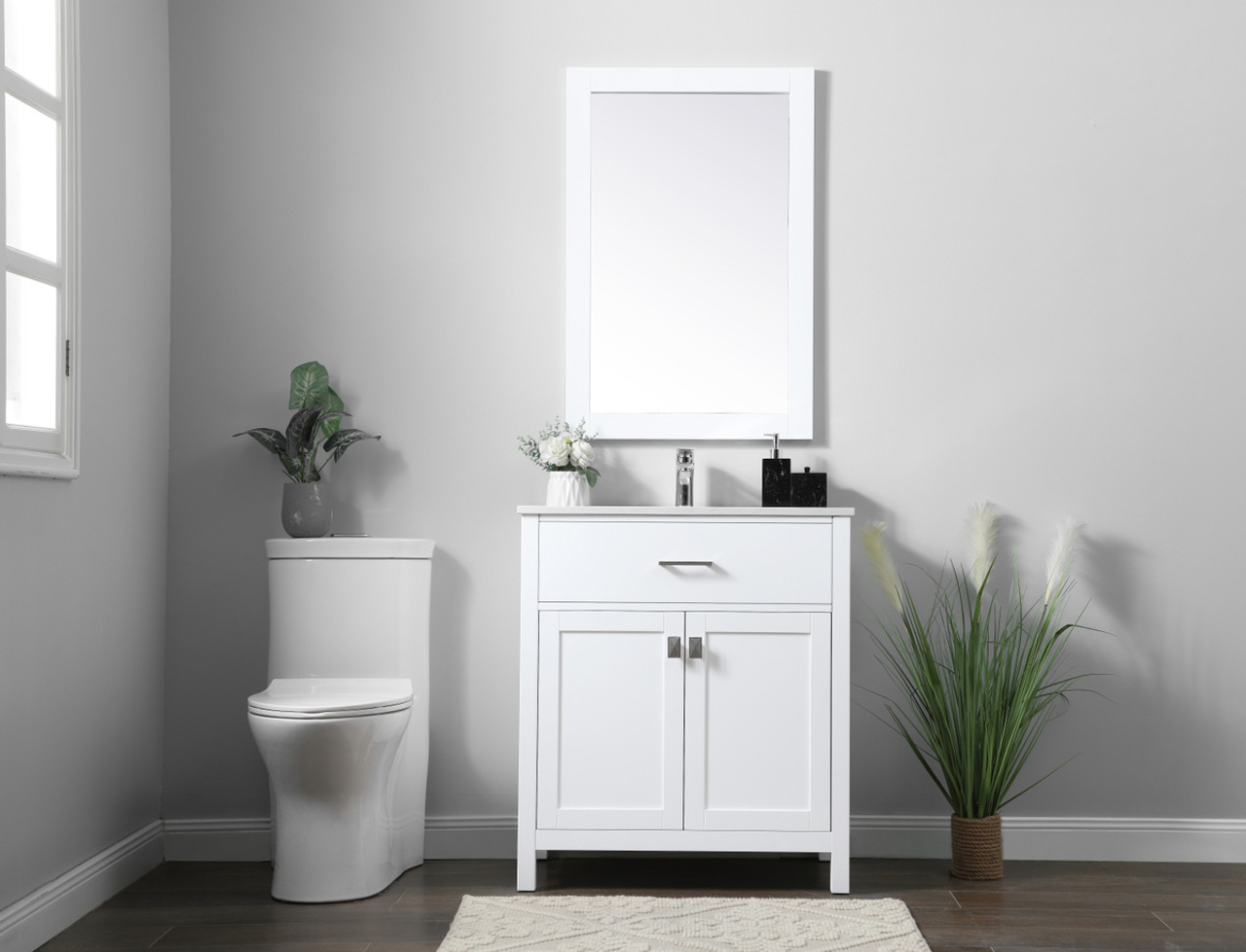 ELEGANT KITCHEN AND BATH VF28830WH 30 Inch SIngle Bathroom Vanity In White ELEGANT KITCHEN AND BATH VF28830WH 30 Inch SIngle Bathroom Vanity In White