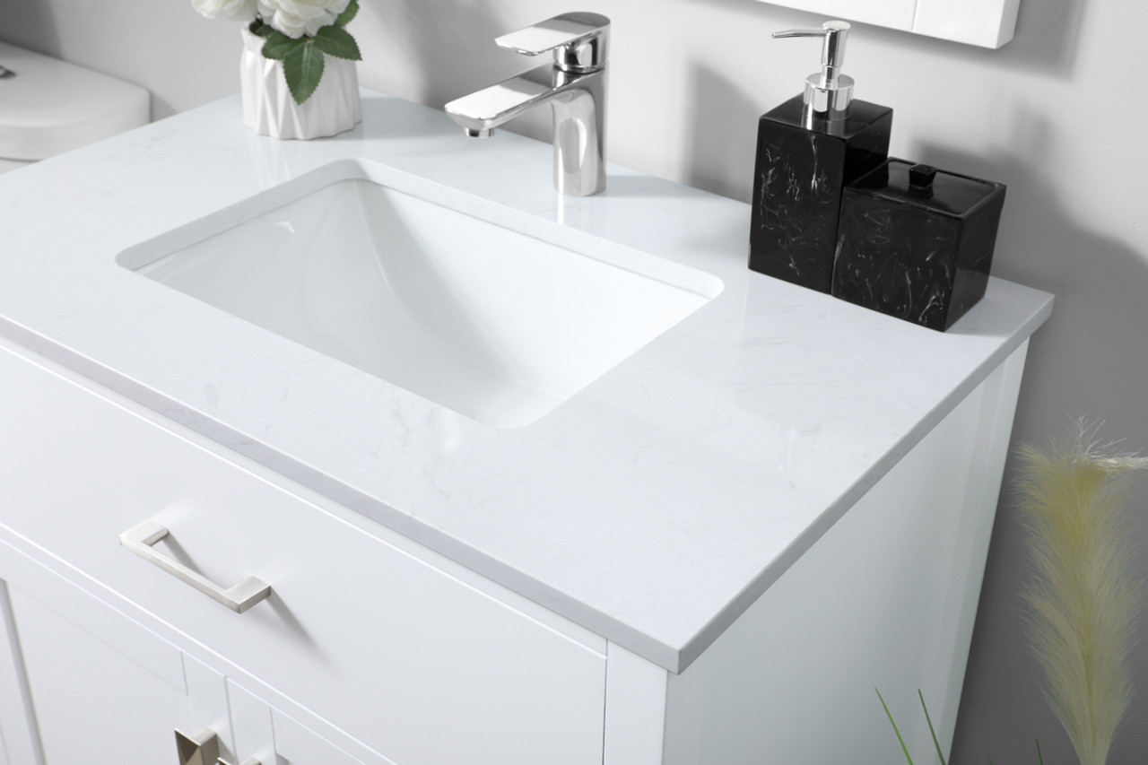 ELEGANT KITCHEN AND BATH VF28830WH 30 Inch SIngle Bathroom Vanity In White ELEGANT KITCHEN AND BATH VF28830WH 30 Inch SIngle Bathroom Vanity In White