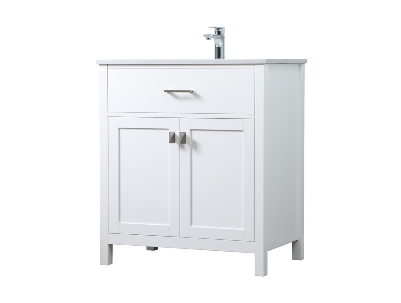 ELEGANT KITCHEN AND BATH VF28830WH 30 Inch SIngle Bathroom Vanity In White ELEGANT KITCHEN AND BATH VF28830WH 30 Inch SIngle Bathroom Vanity In White