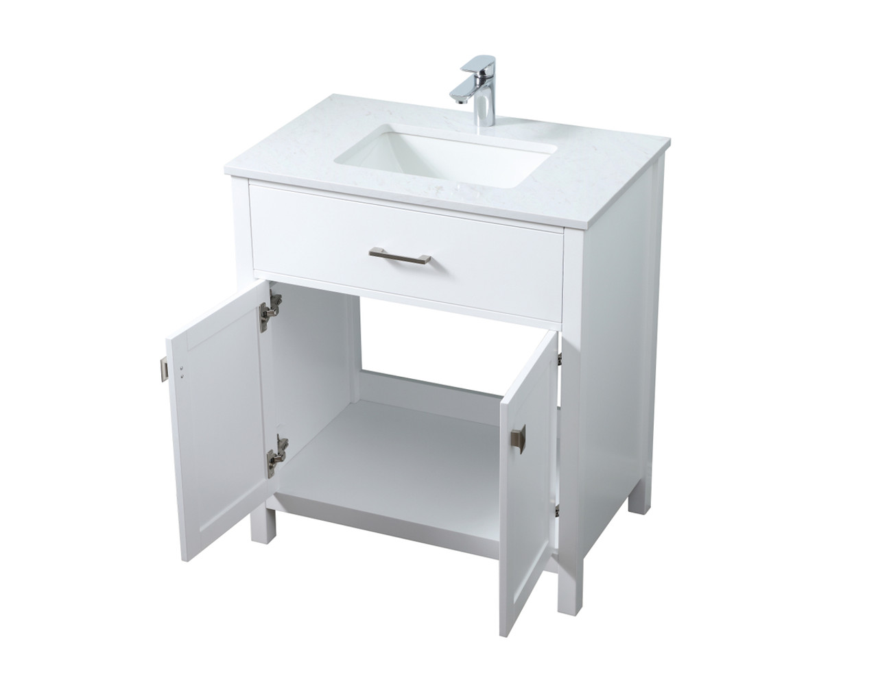 ELEGANT KITCHEN AND BATH VF28830WH 30 Inch SIngle Bathroom Vanity In White ELEGANT KITCHEN AND BATH VF28830WH 30 Inch SIngle Bathroom Vanity In White