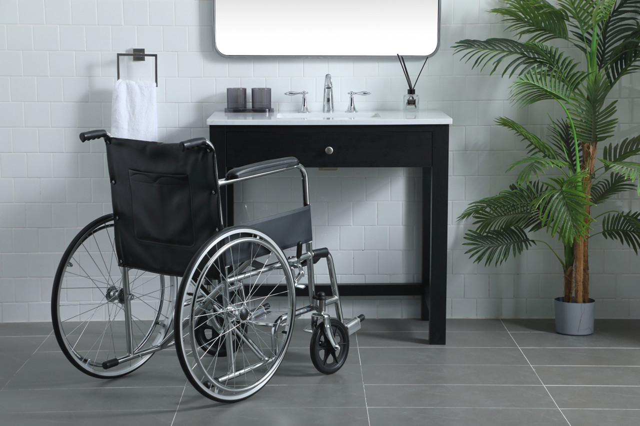 ELEGANT KITCHEN AND BATH VF14836MBK 36 Inch ADA Compliant Bathroom Vanity In Black