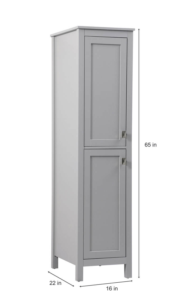 ELEGANT KITCHEN AND BATH SC011665GR 16 Inch Wide Bathroom Linen Storage Freestanding Cabinet In Grey ELEGANT KITCHEN AND BATH SC011665GR 16 Inch Wide Bathroom Linen Storage Freestanding Cabinet In Grey
