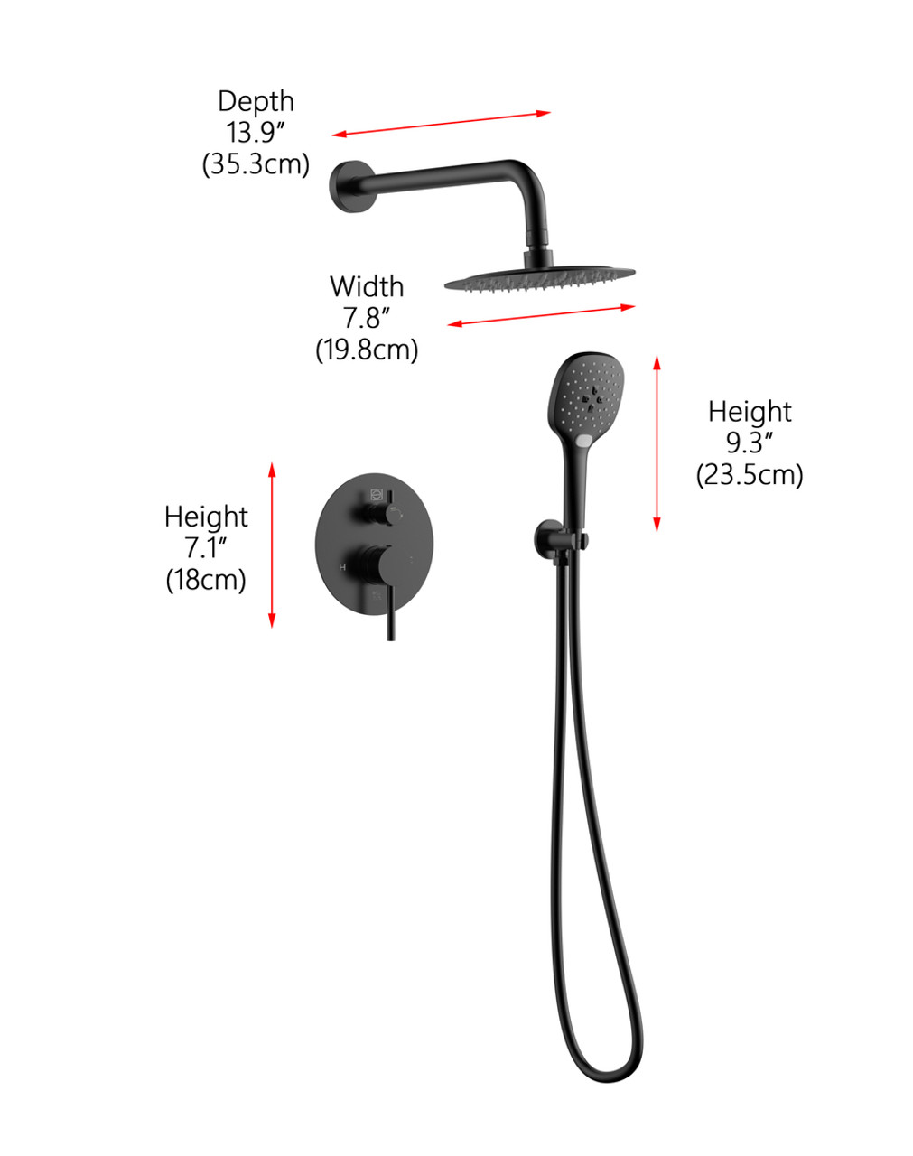 ELEGANT KITCHEN AND BATH FAS-9001MBK George Complete Shower Faucet System with Rough-in Valve in Matte Black