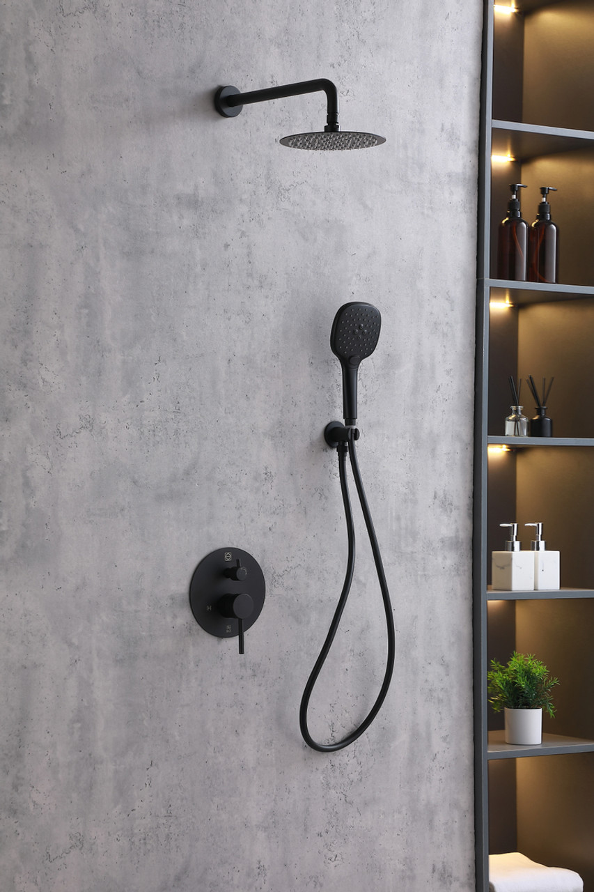 ELEGANT KITCHEN AND BATH FAS-9001MBK George Complete Shower Faucet System with Rough-in Valve in Matte Black