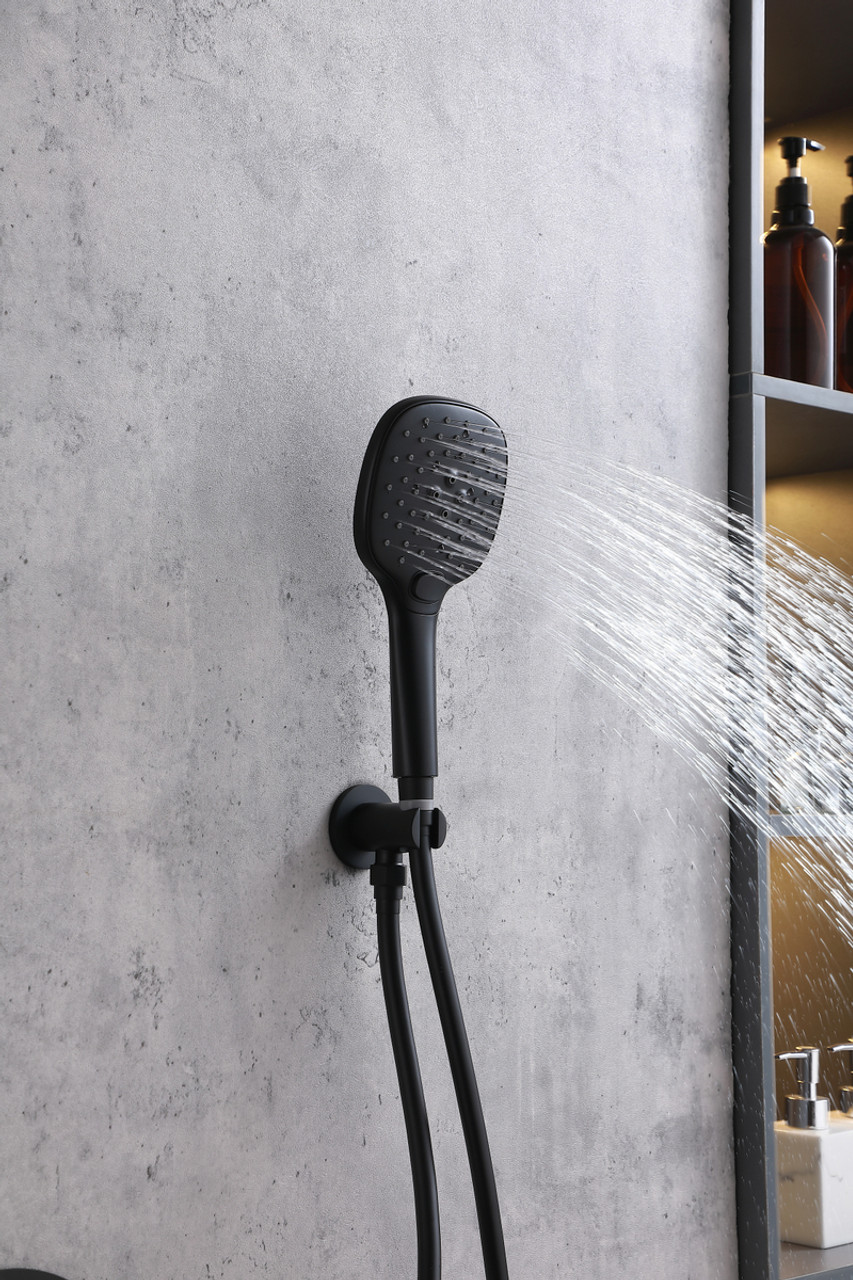 ELEGANT KITCHEN AND BATH FAS-9001MBK George Complete Shower Faucet System with Rough-in Valve in Matte Black