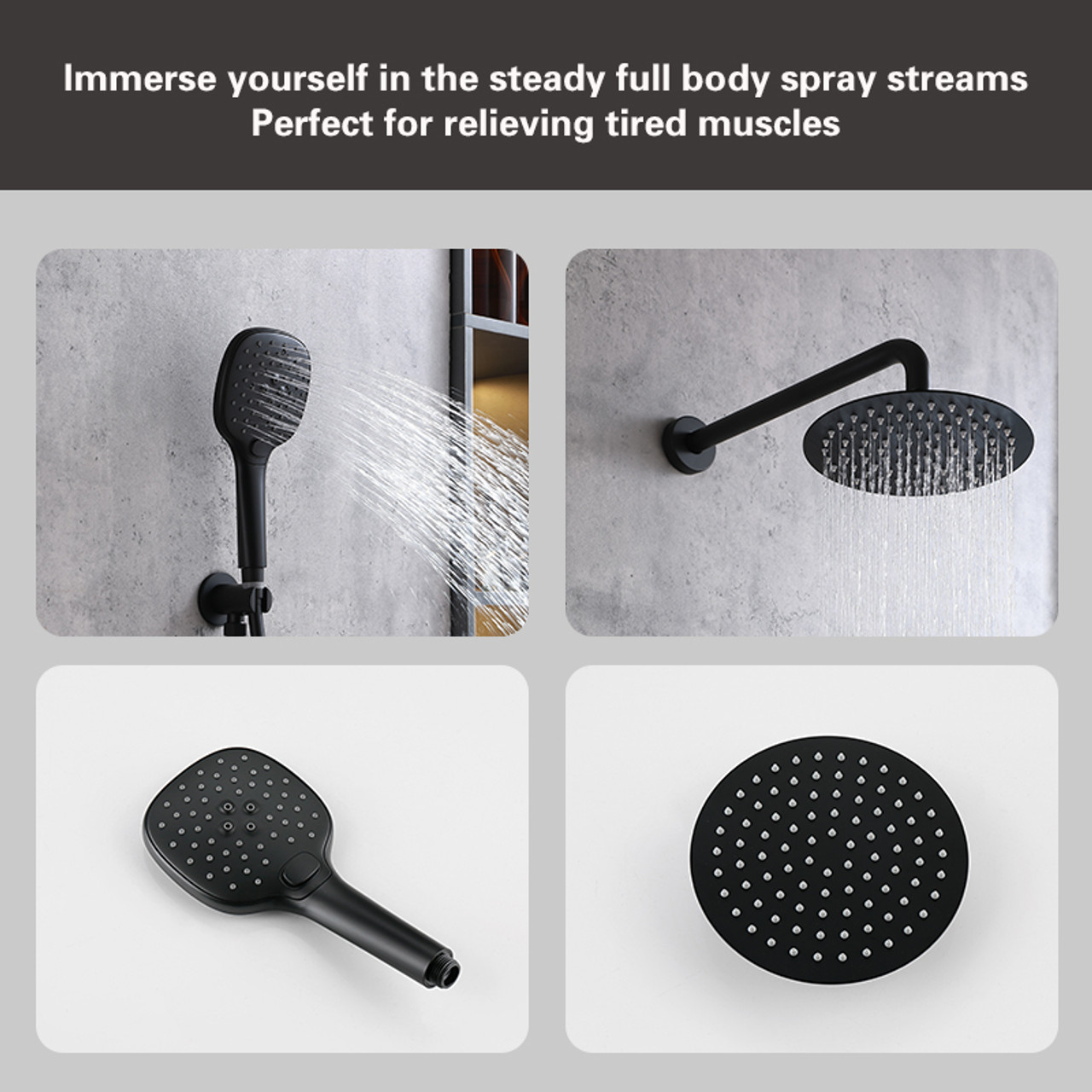 ELEGANT KITCHEN AND BATH FAS-9001MBK George Complete Shower Faucet System with Rough-in Valve in Matte Black