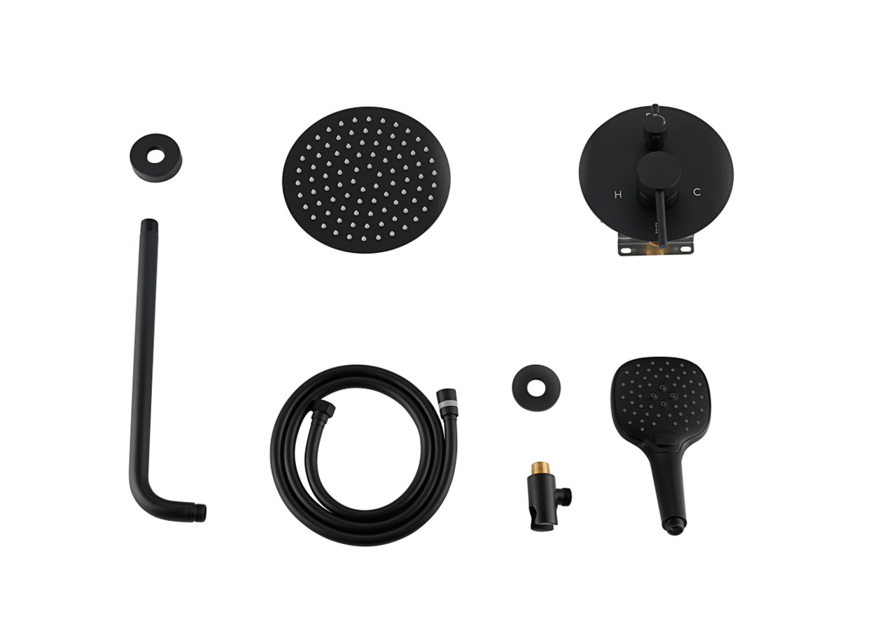 ELEGANT KITCHEN AND BATH FAS-9001MBK George Complete Shower Faucet System with Rough-in Valve in Matte Black