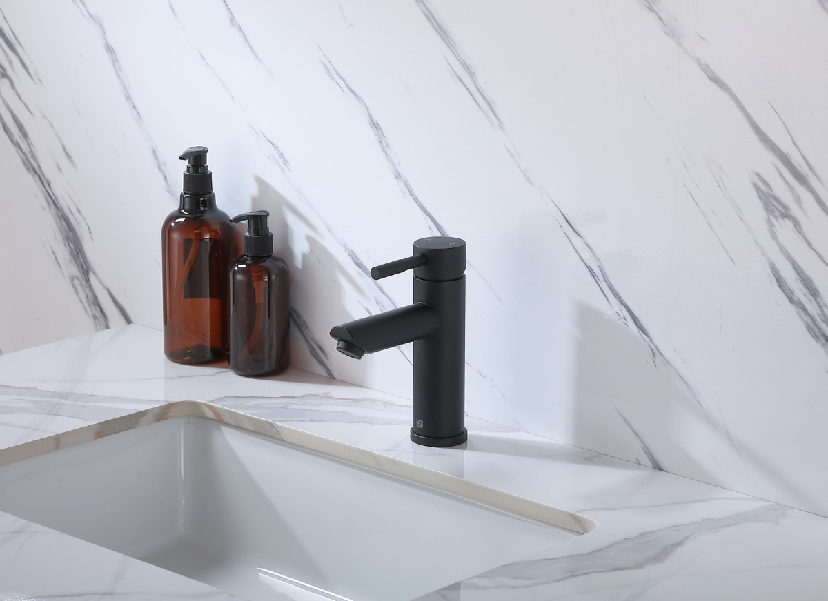 ELEGANT KITCHEN AND BATH FAV-1008MBK Mia Single Hole Single Handle Bathroom Faucet in Matte Black