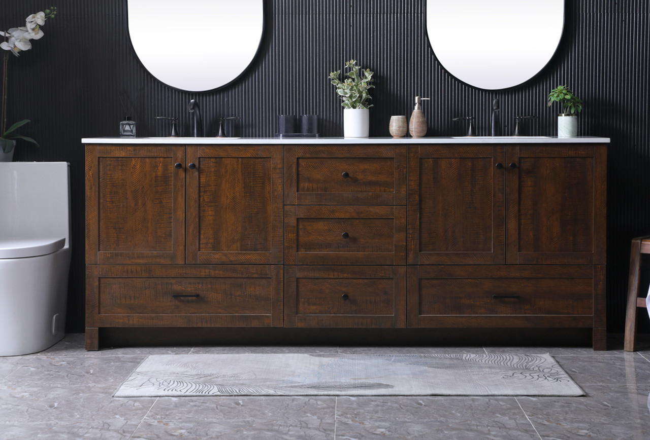 ELEGANT KITCHEN AND BATH VF2884DEX 84 Inch Double Bathroom Vanity In Expresso