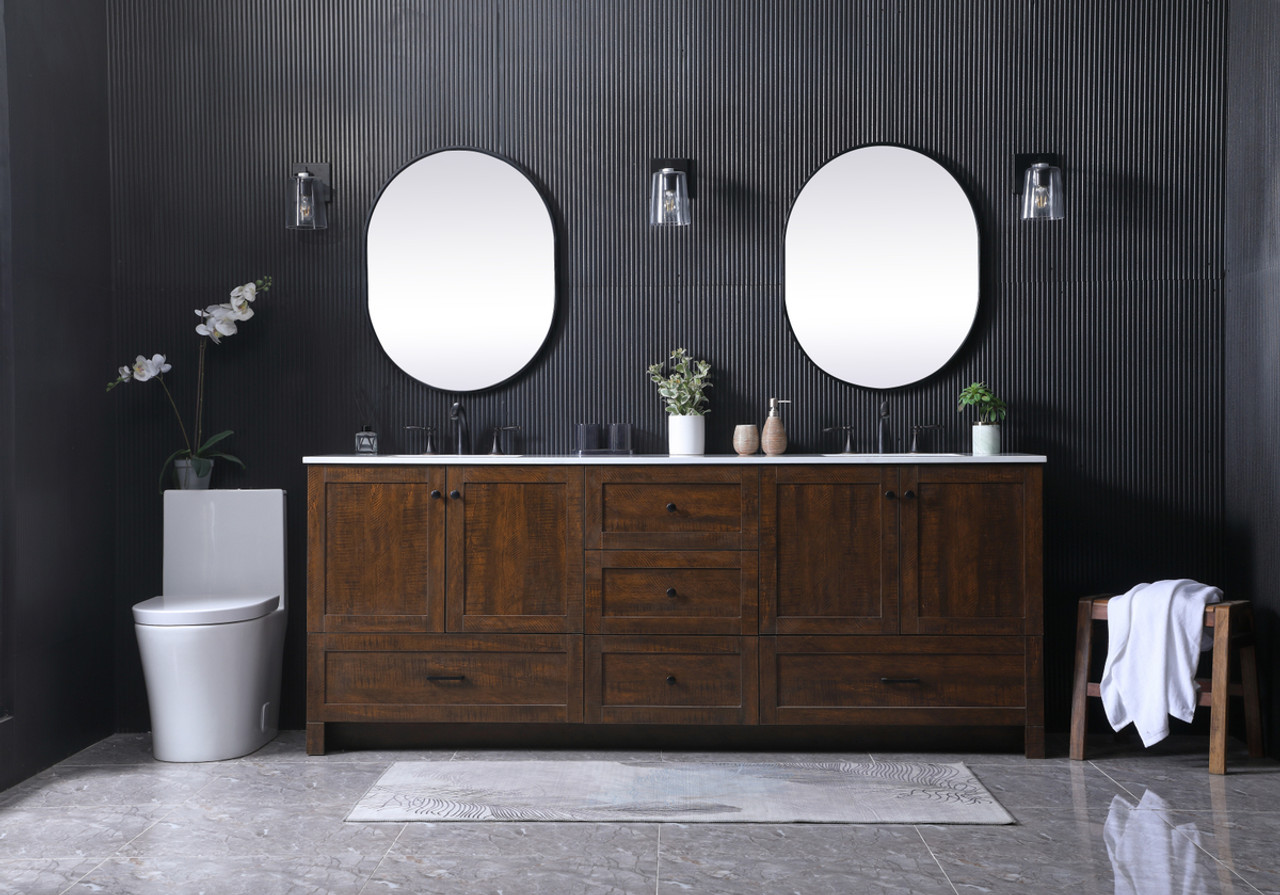 ELEGANT KITCHEN AND BATH VF2884DEX 84 Inch Double Bathroom Vanity In Expresso