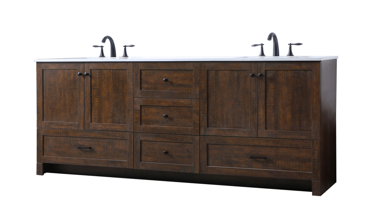 ELEGANT KITCHEN AND BATH VF2884DEX 84 Inch Double Bathroom Vanity In Expresso
