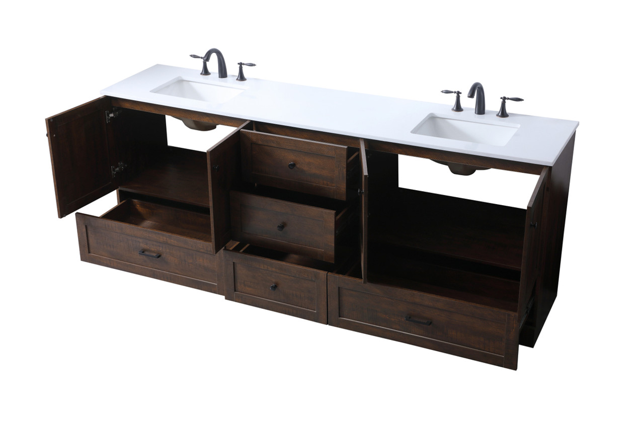 ELEGANT KITCHEN AND BATH VF2884DEX 84 Inch Double Bathroom Vanity In Expresso