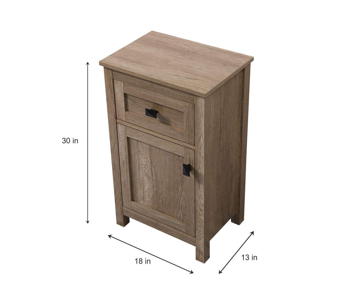 ELEGANT KITCHEN AND BATH SC011830NT 18 Inch Wide Bathroom Storage Freedstanding Cabinet In Natural Oak