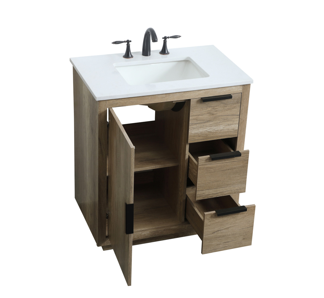ELEGANT KITCHEN AND BATH VF19430NT 30 Inch SIngle Bathroom Vanity In Natural Oak
