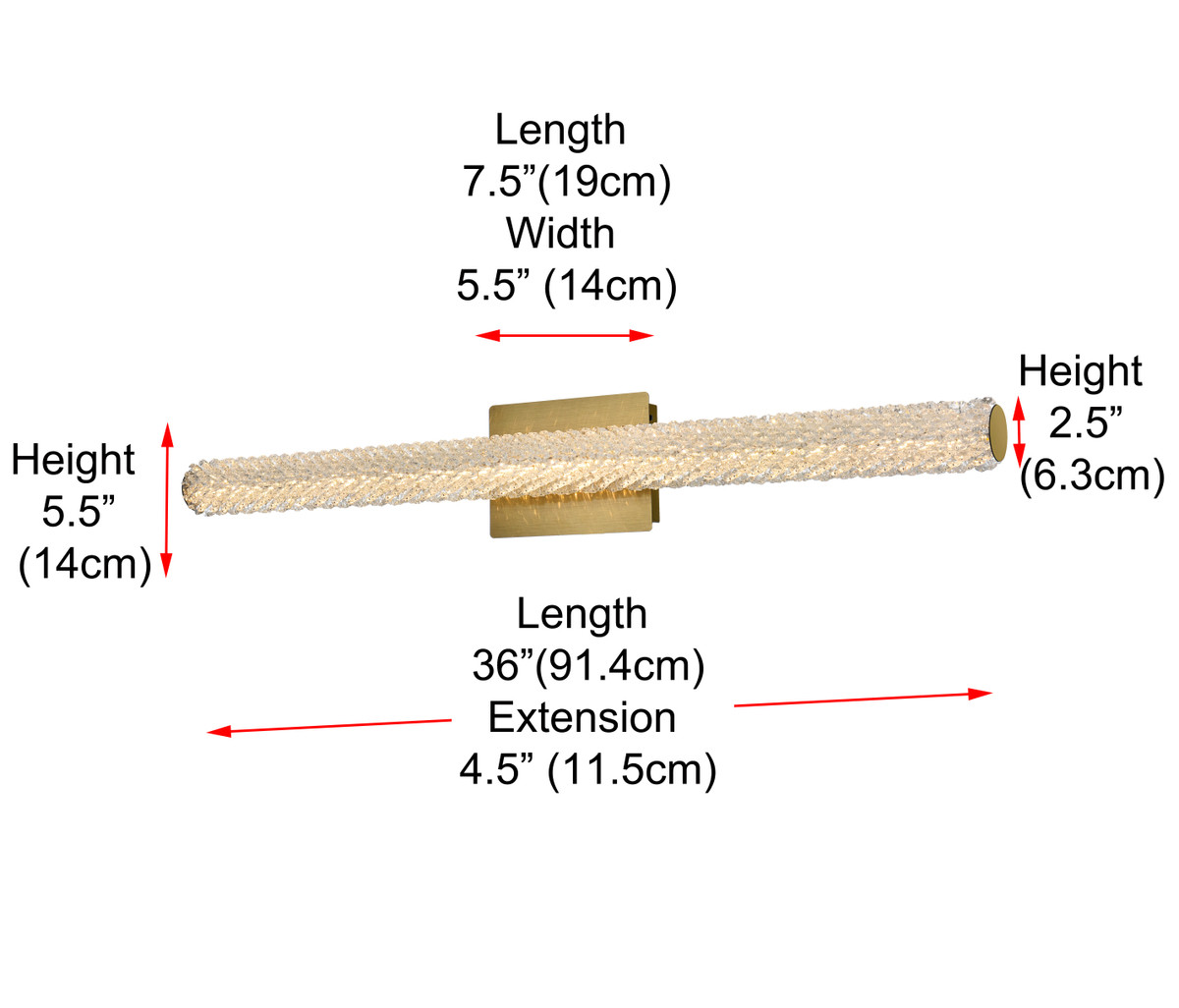 ELEGANT LIGHTING 3800W36SG Bowen 36 inch Adjustable LED Wall Sconce in Satin Gold