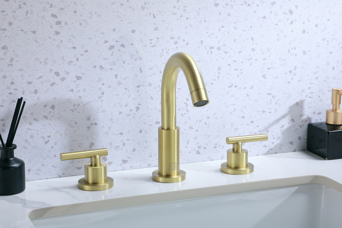 ELEGANT KITCHEN AND BATH FAV-1009BGD Leah 8 inch Widespread Double Handle Bathroom Faucet in Brushed Gold