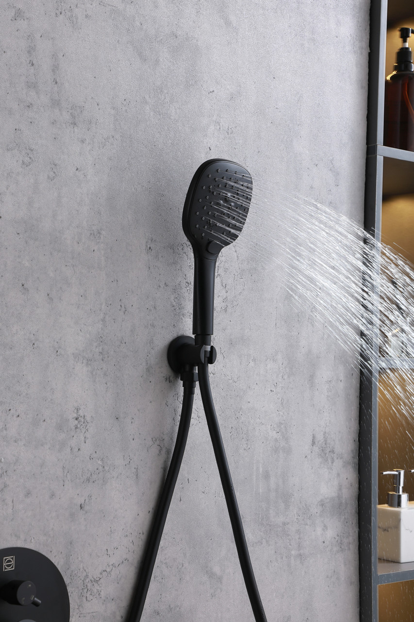 ELEGANT KITCHEN AND BATH FAS-9002MBK George Complete Shower and Tub Faucet with Rough-in Valve in Matte Black
