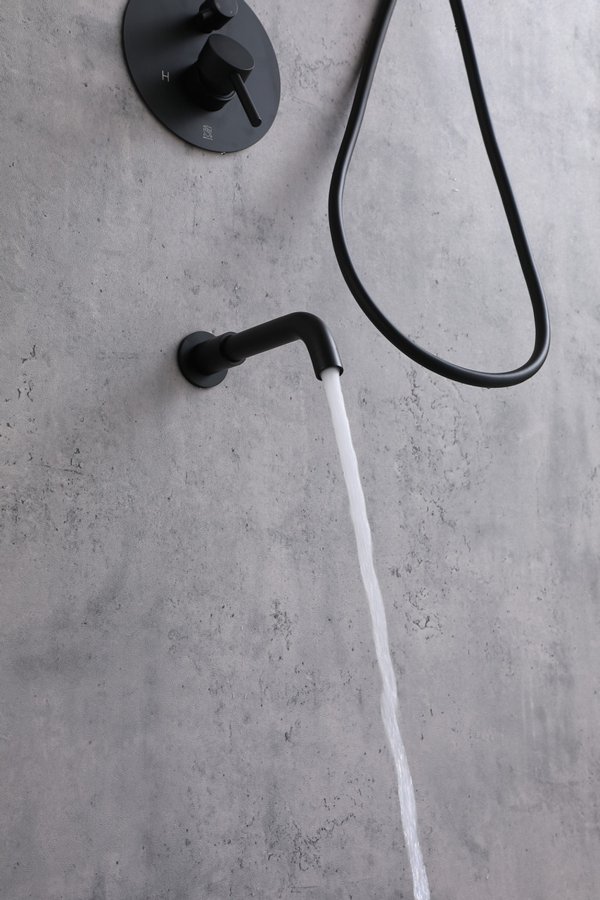 ELEGANT KITCHEN AND BATH FAS-9002MBK George Complete Shower and Tub Faucet with Rough-in Valve in Matte Black
