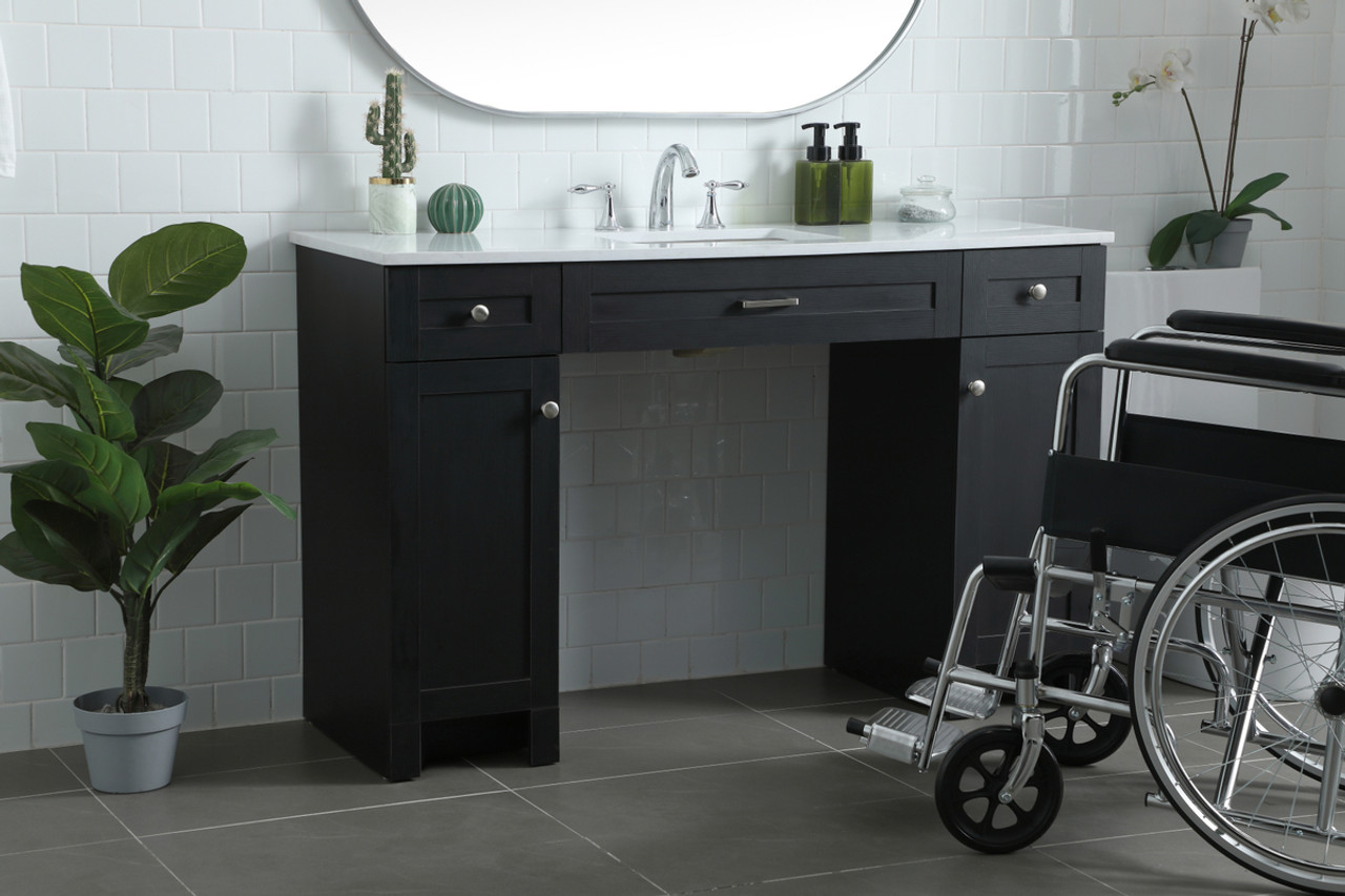 ELEGANT KITCHEN AND BATH VF14954MBK 54 Inch ADA Compliant Bathroom Vanity In Black