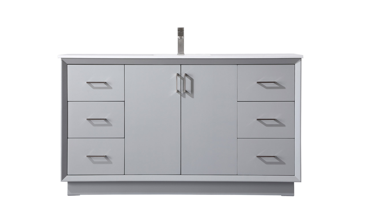 ELEGANT KITCHEN AND BATH VF19660GR 60 Inch SIngle Bathroom Vanity In Grey