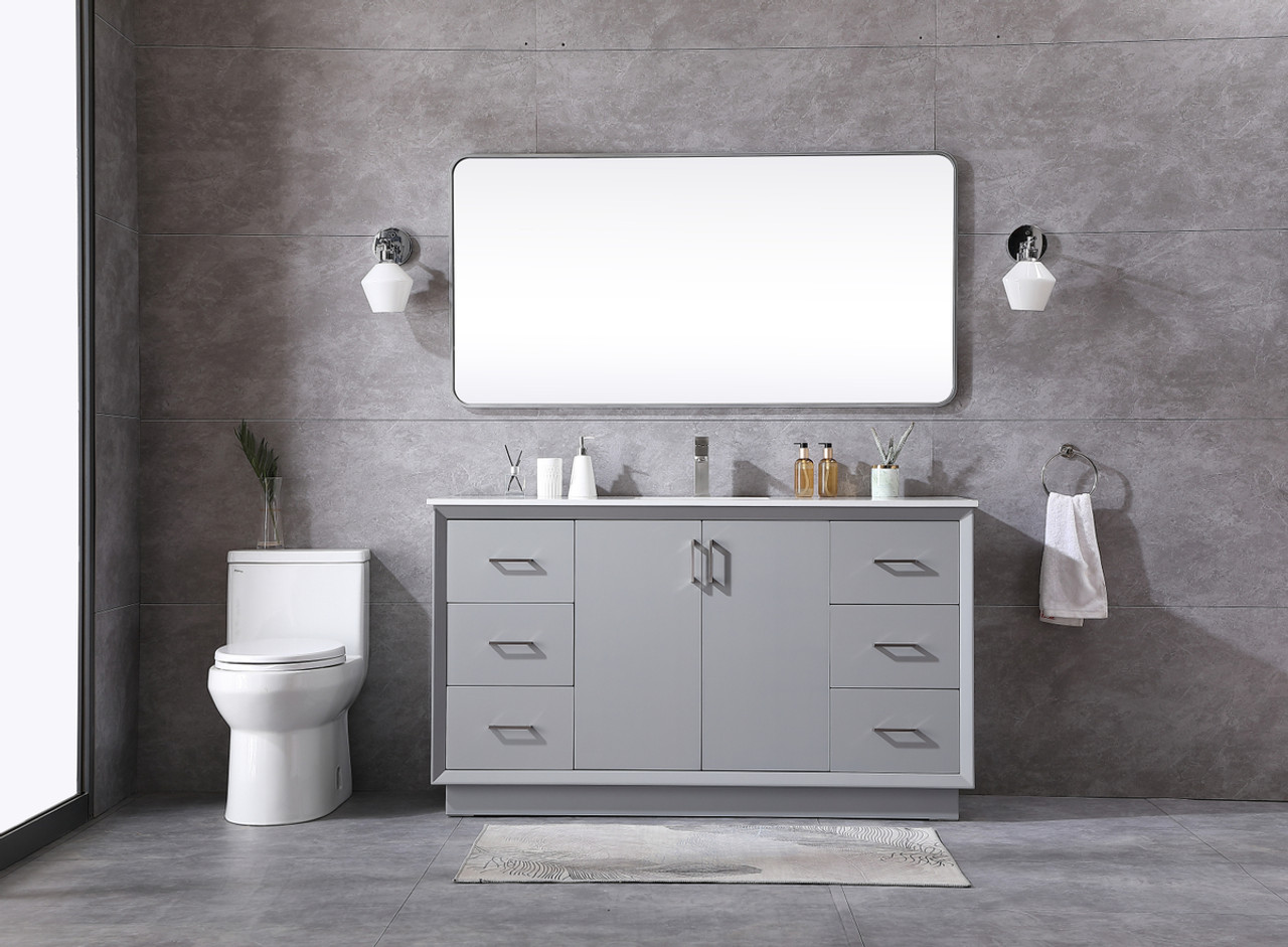 ELEGANT KITCHEN AND BATH VF19660GR 60 Inch SIngle Bathroom Vanity In Grey