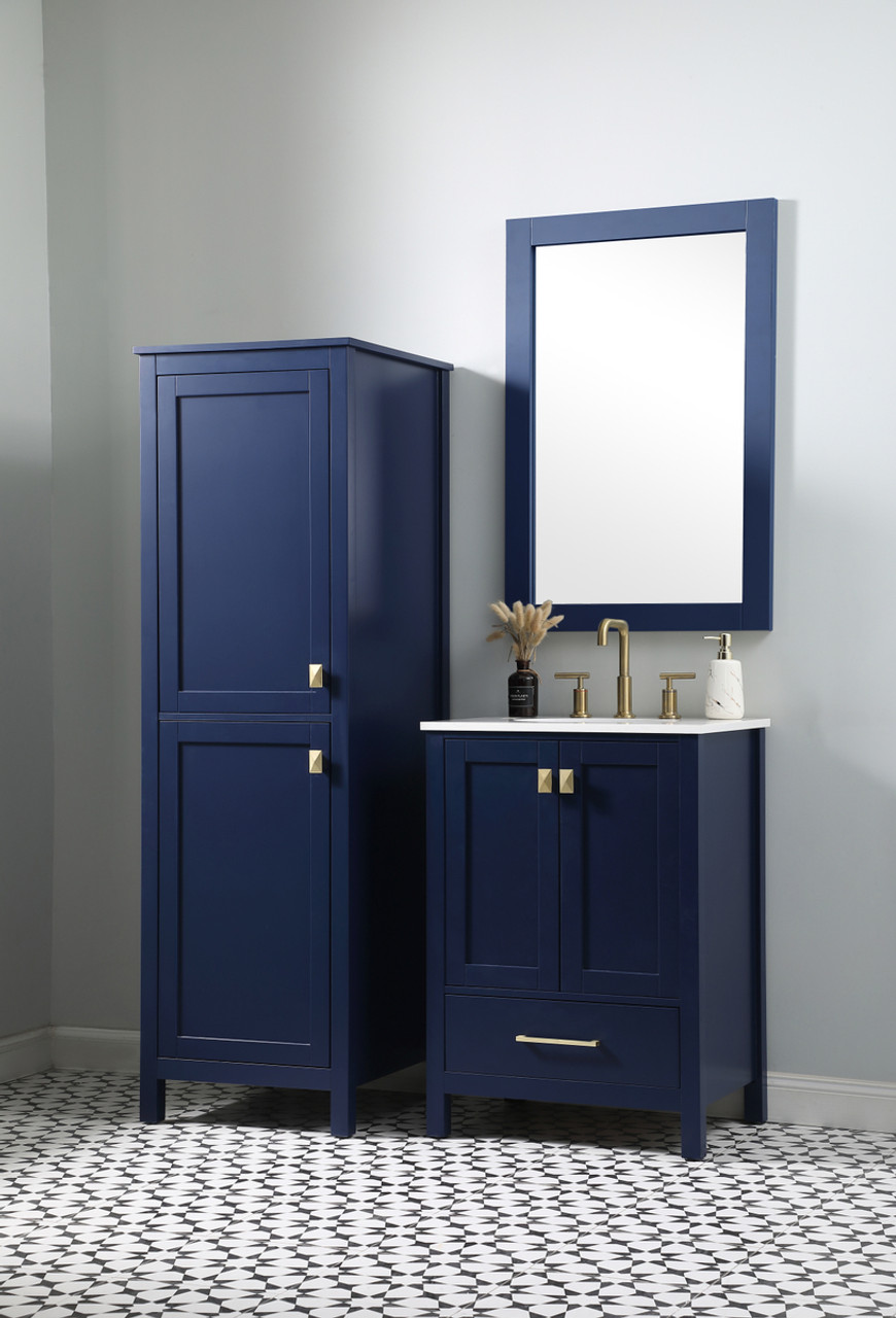ELEGANT KITCHEN AND BATH SC012065BL 20 Inch Wide Bathroom Linen Storage Freestanding Cabinet In Blue ELEGANT KITCHEN AND BATH SC012065BL 20 Inch Wide Bathroom Linen Storage Freestanding Cabinet In Blue
